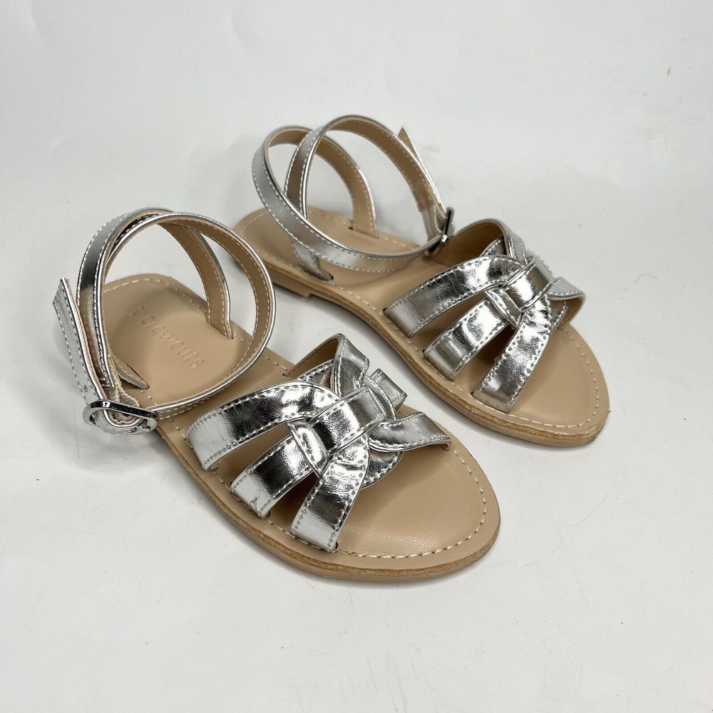 Crewcuts Silver Metallic Strappy Girls' Sandals